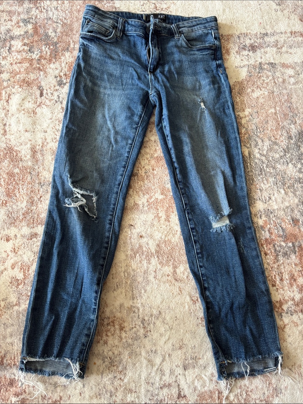 Kut from the Kloth Navy Distressed Cropped Jeans